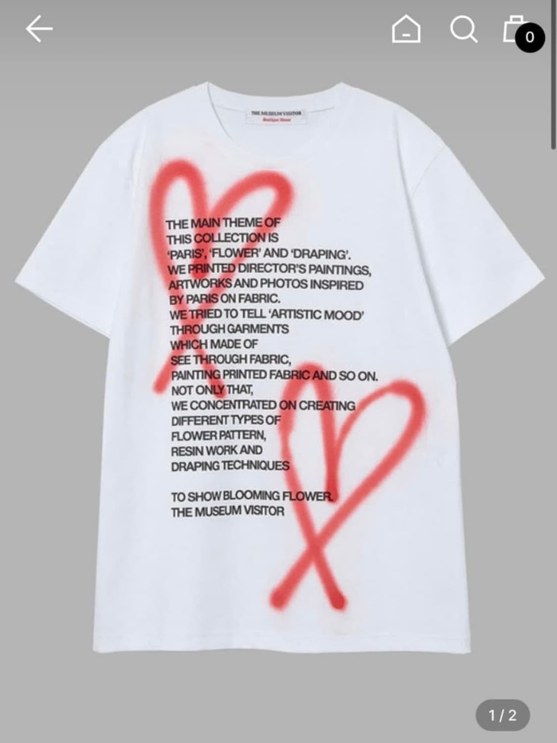 더뮤지엄비지터 하트 스프레이 반팔티 상품이미지1