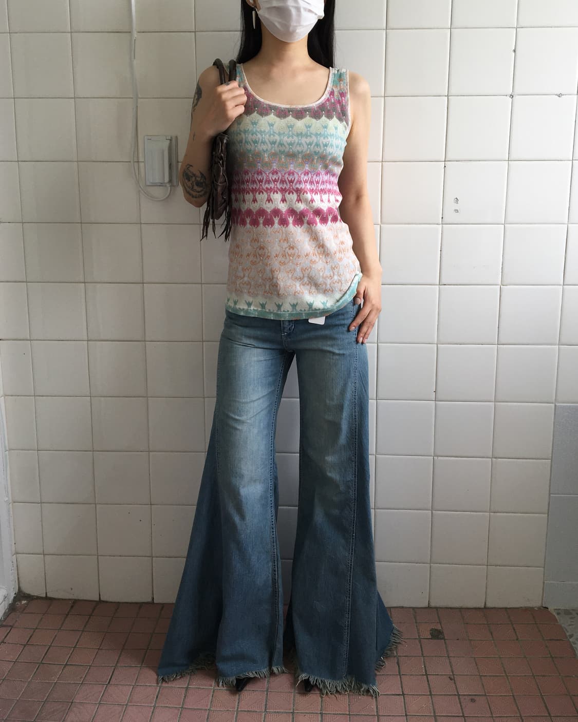 Ornament pattern ribbed sleeveless 상품이미지1