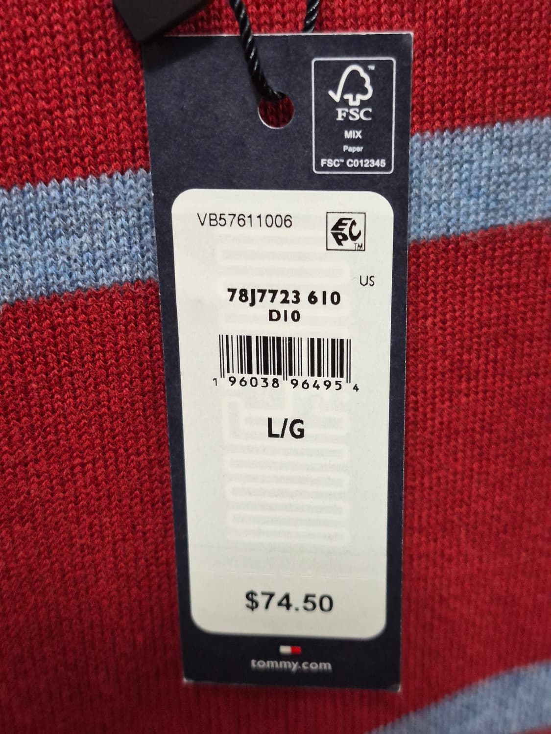 새제품 타미힐피거 스트라이프 니트 L 상품이미지4