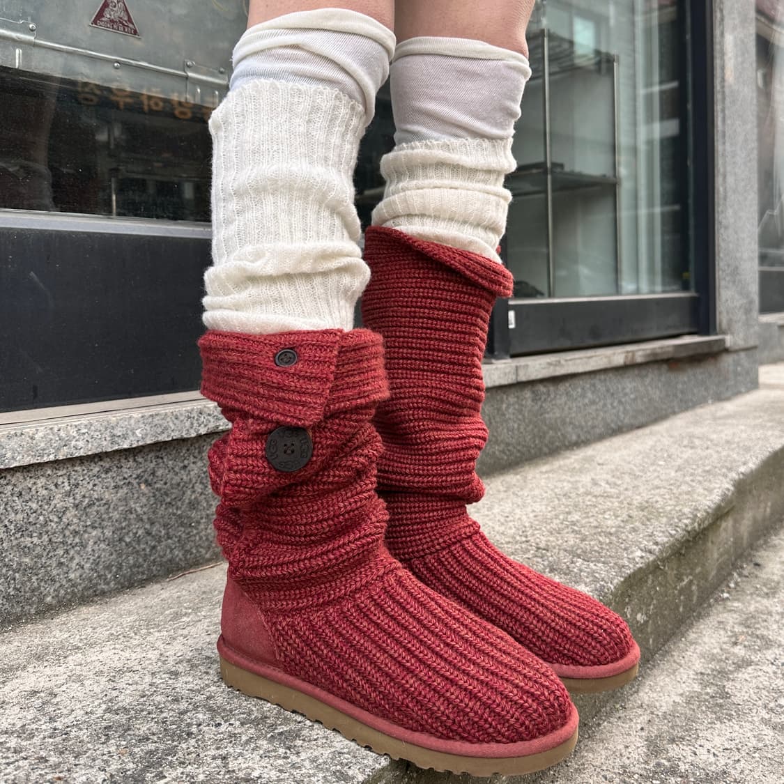 00s 러스티 레드 어그 카디 니트 부츠 상품이미지1