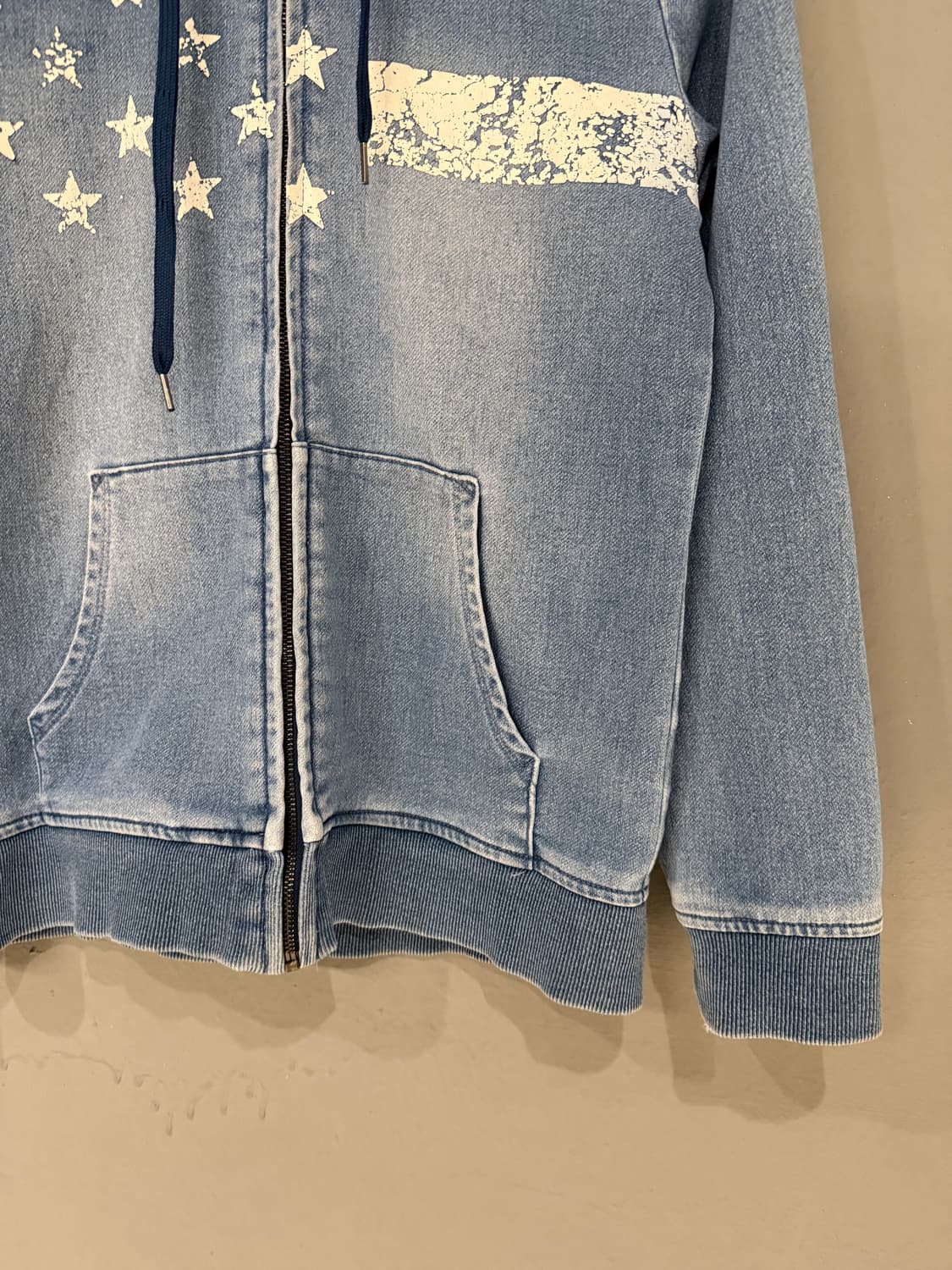 denim washing star pattern hood zip-up 상품이미지6
