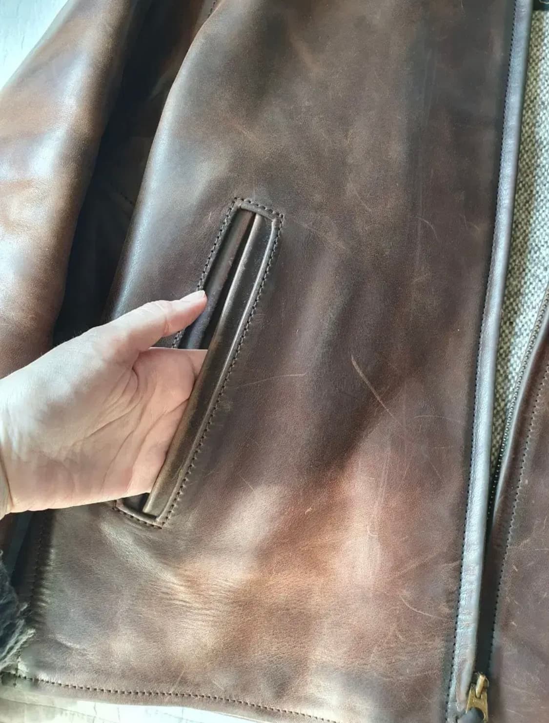 에어로레더 하프벨트 홀스하이드(말가죽) 자켓 38   상품이미지7