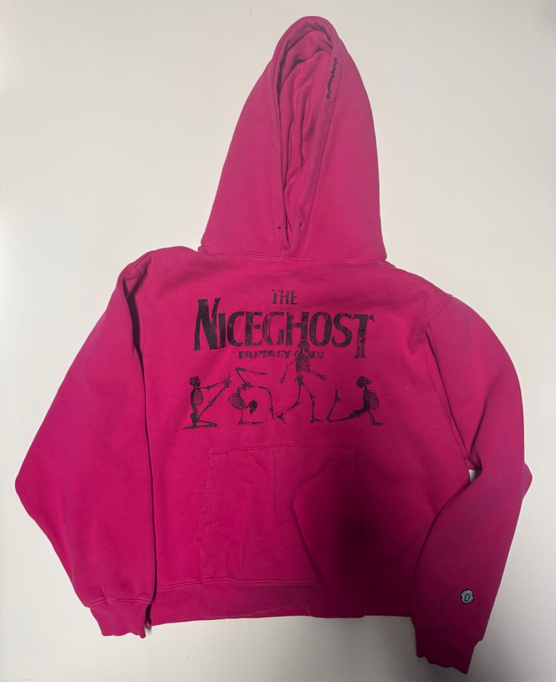 공용!! 나이스고스트클럽 프린팅 오버핏 기모 후드티 S 핑크 상품이미지1