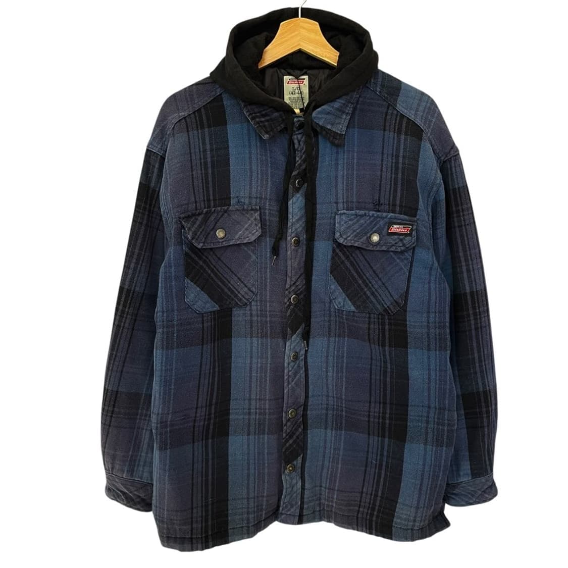 디키즈 네이비 체크 후드 워크 자켓 점퍼 L 상품이미지1