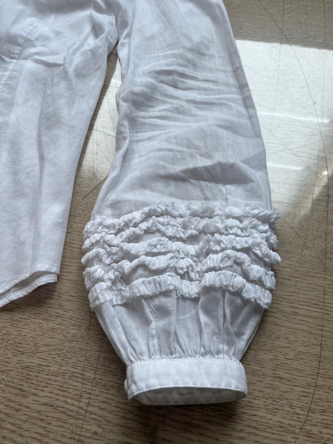 36 장폴고티에 퍼프 슬리브 만다린 카라 프릴 블라우스 셔츠 상품이미지2