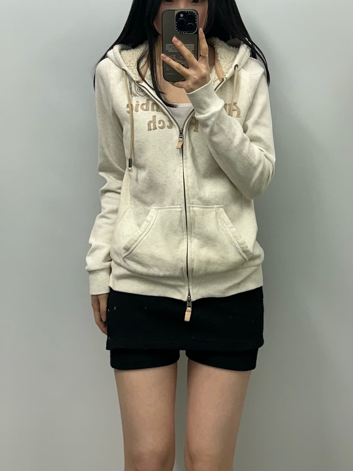 아베크롬비 y2k 와투케 아이보리 양털 후드집업 상품이미지1