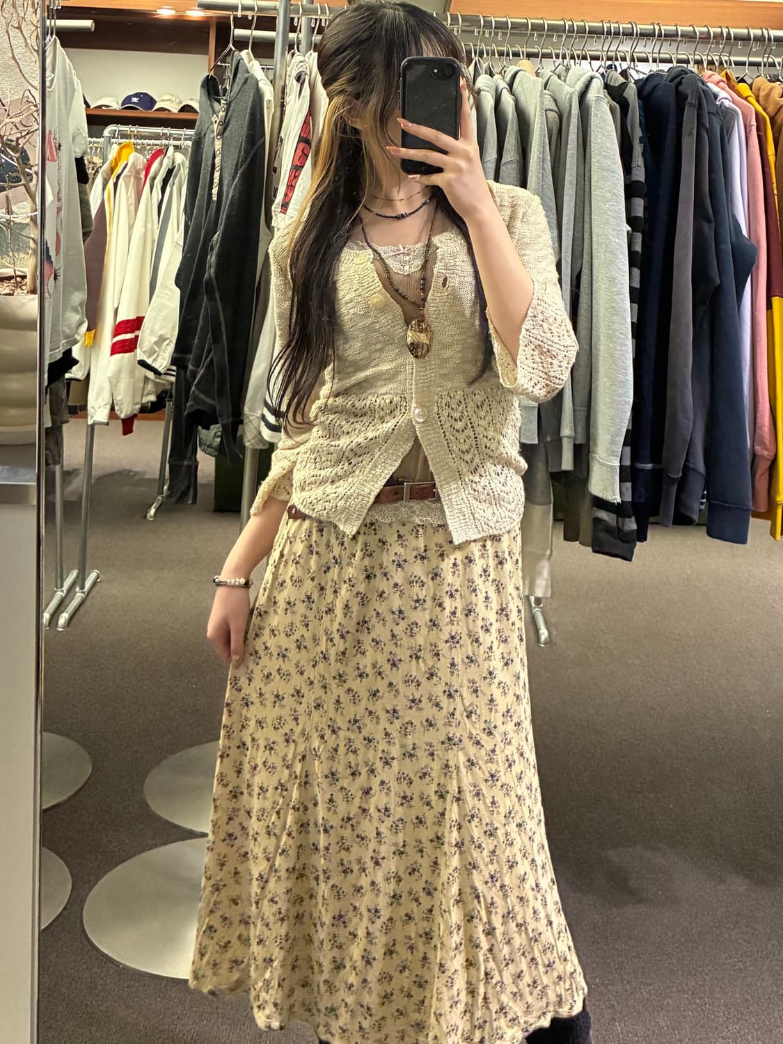 L)Japanese vintage 여성 레이스 리본 브라운 골지 나시 상품이미지6