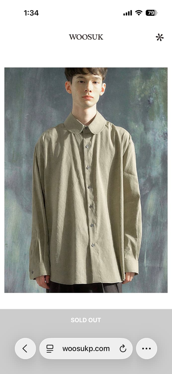 (1) 우석 라운드 칼라 셔츠 Light Green 상품이미지1