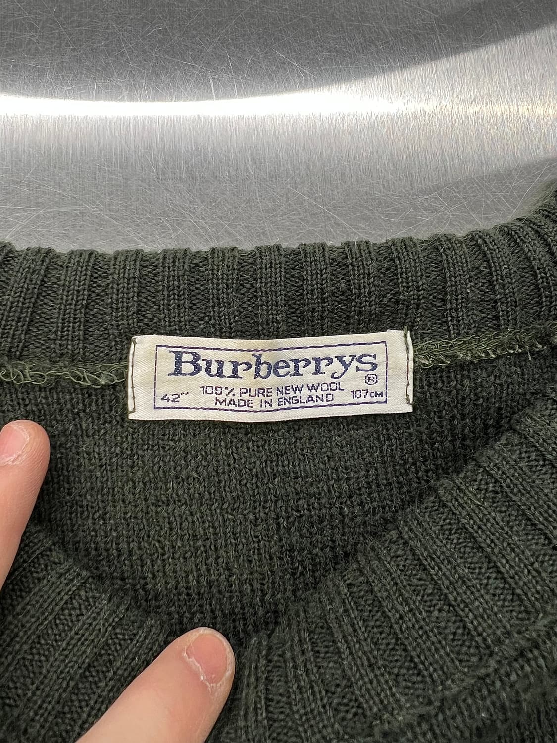 버버리 다크 올리브 코만도 퓨어 울 패치 니트 스웨터 상품이미지7