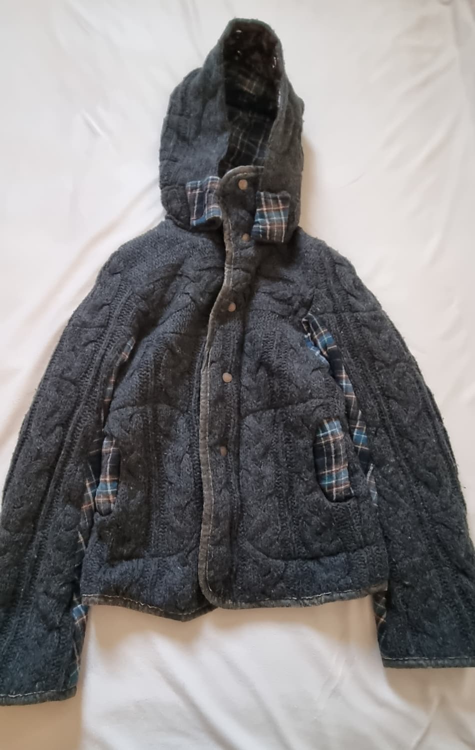 빈티지 모리걸 하구미 그레이 체크 자켓 상품이미지1