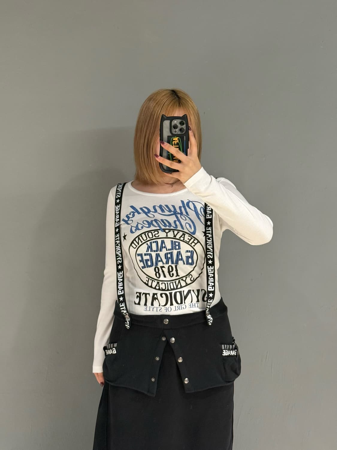 overalls detail lettering long sleeve 상품이미지2