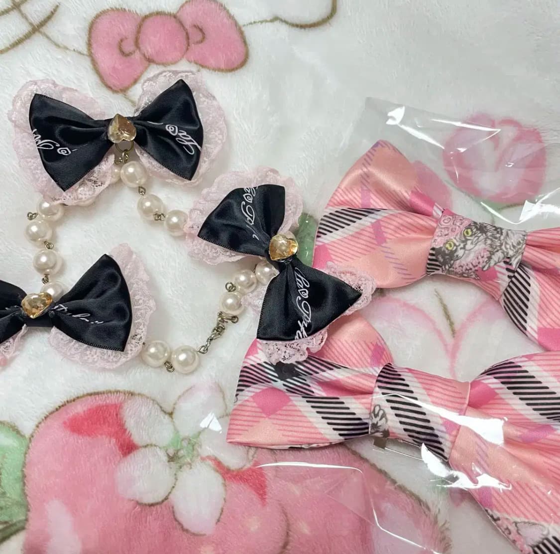 라파페 진주리본 초커&마즈 네코 리본핀 상품이미지1