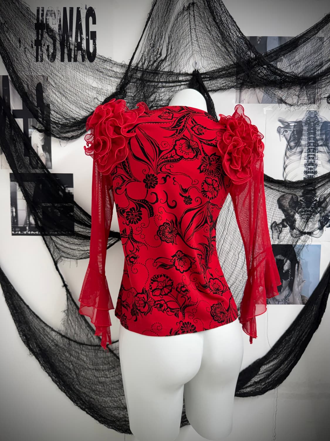 Oriental beads prinrimg ruffle longsleev 상품이미지4