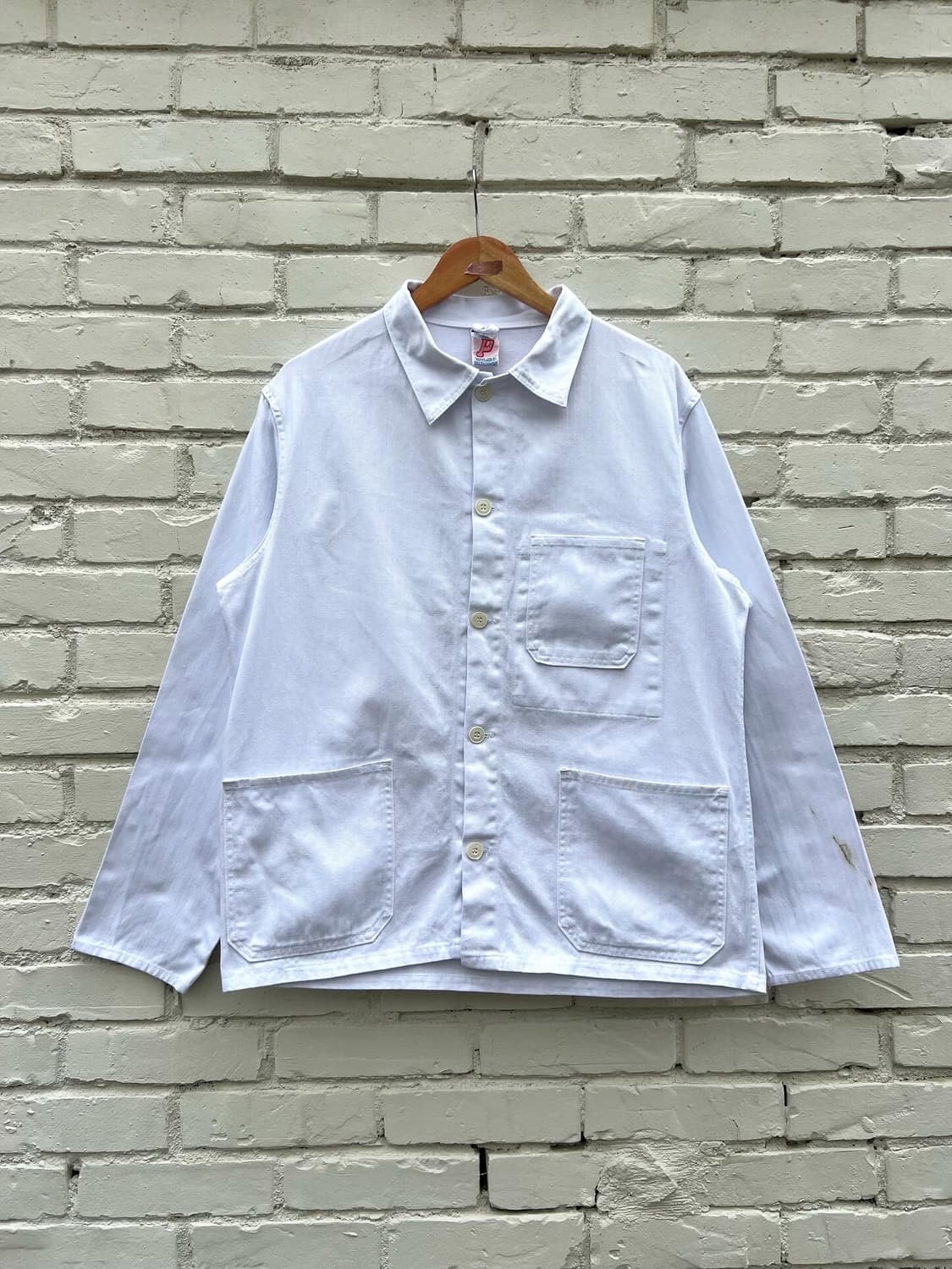 OLD VINTAGE WHITE "HBT" 헤링본트윌코튼 프렌치워크자켓 상품이미지1