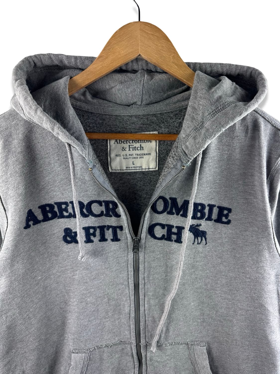 아베크롬비 그레이 네이비 로고 후드집업2413 상품이미지3