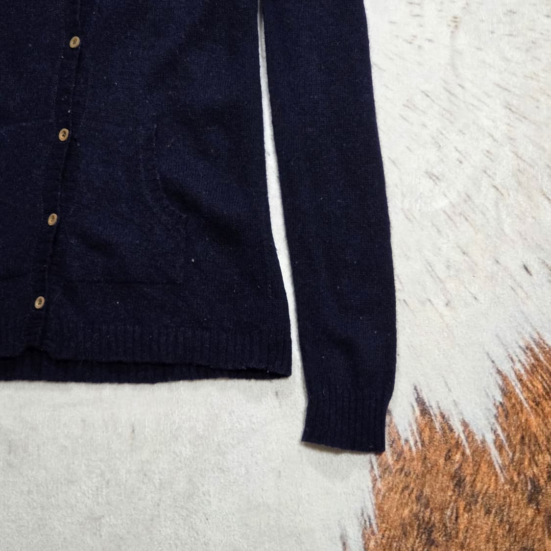 일본 빈티지 모리걸 네이비 스트라이프 후드 니트 상품이미지3