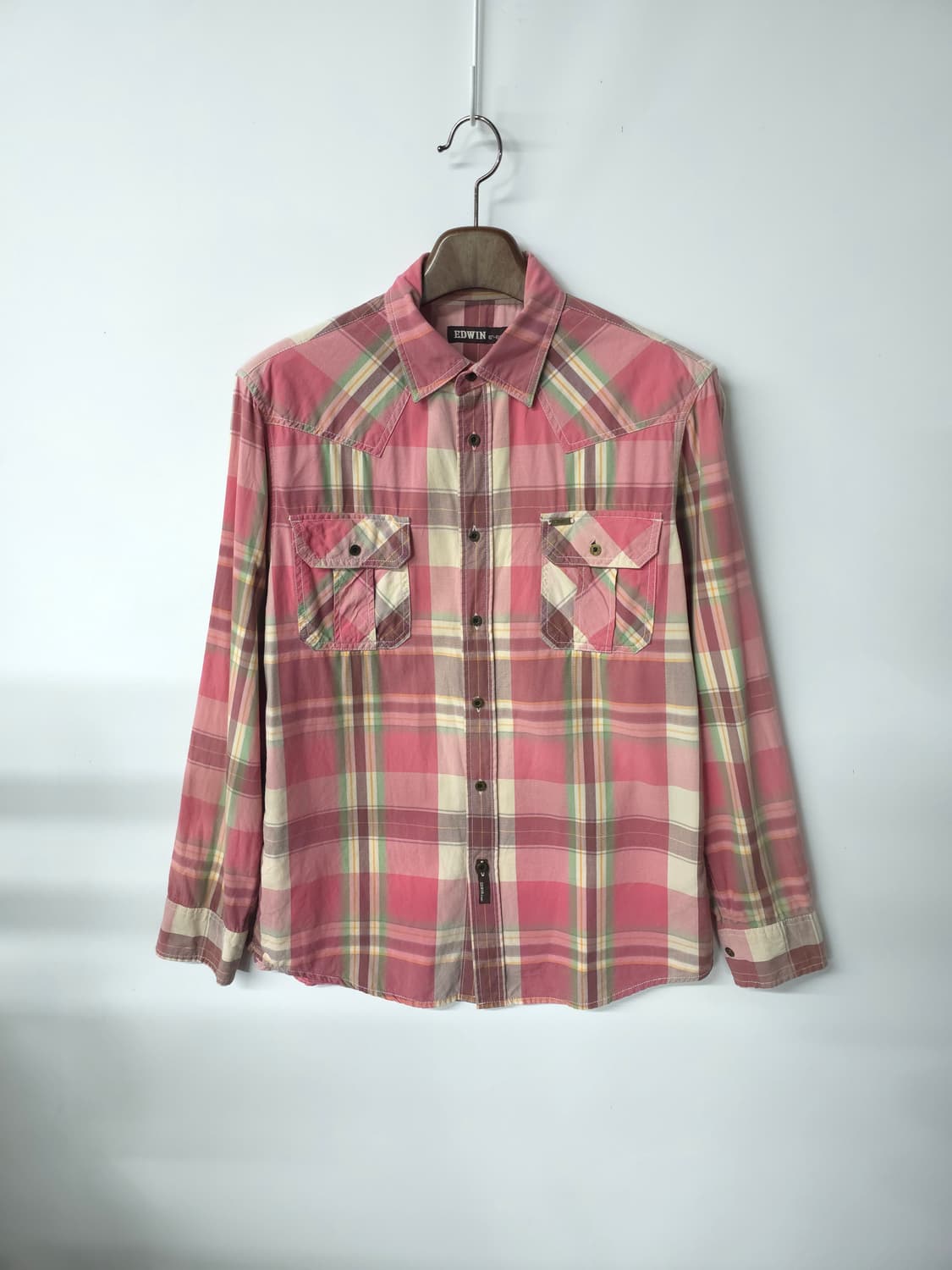 에드윈 남성 핑크체크 셔츠 100 상품이미지2