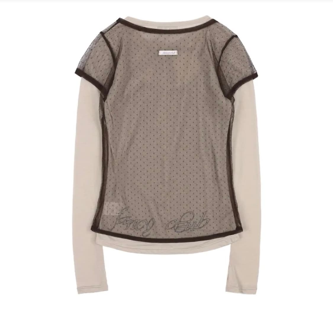 택O 새상품)) 팬시클럽 도트 레이어드 롱슬리브 베이지 상품이미지2