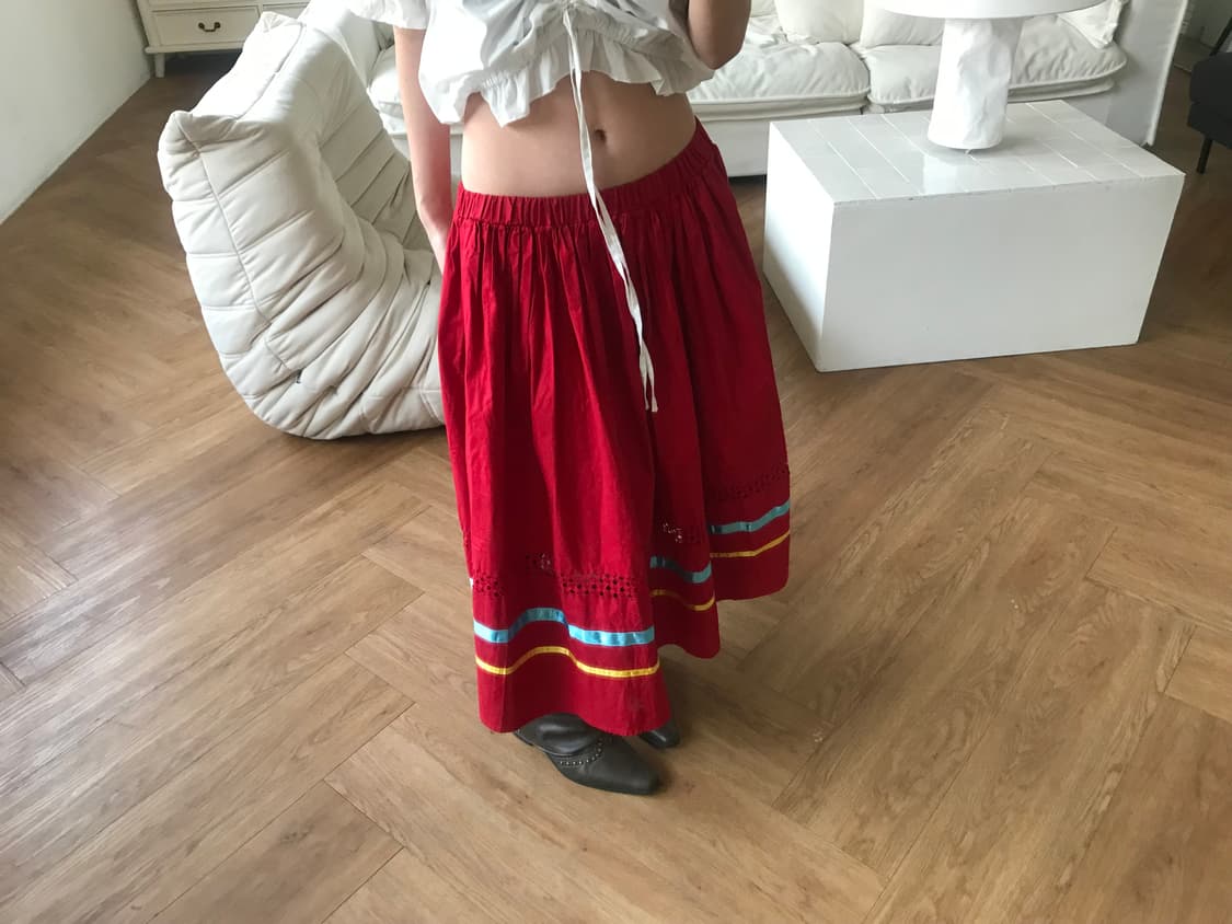 vintage red skirt 상품이미지1