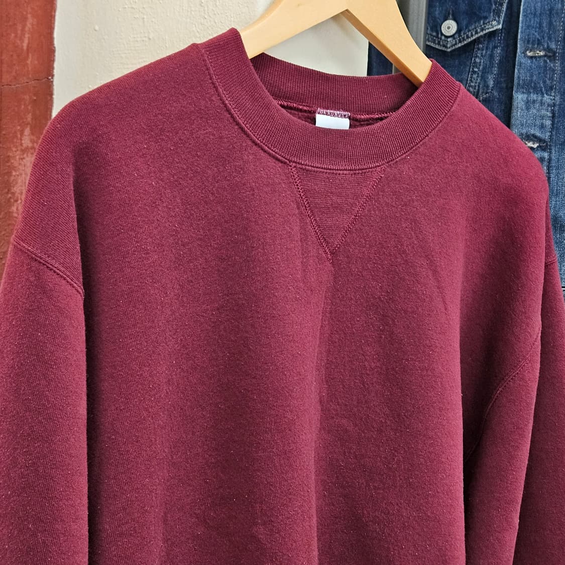 90s 러셀 무지 스웻셔츠 버건디 상품이미지2