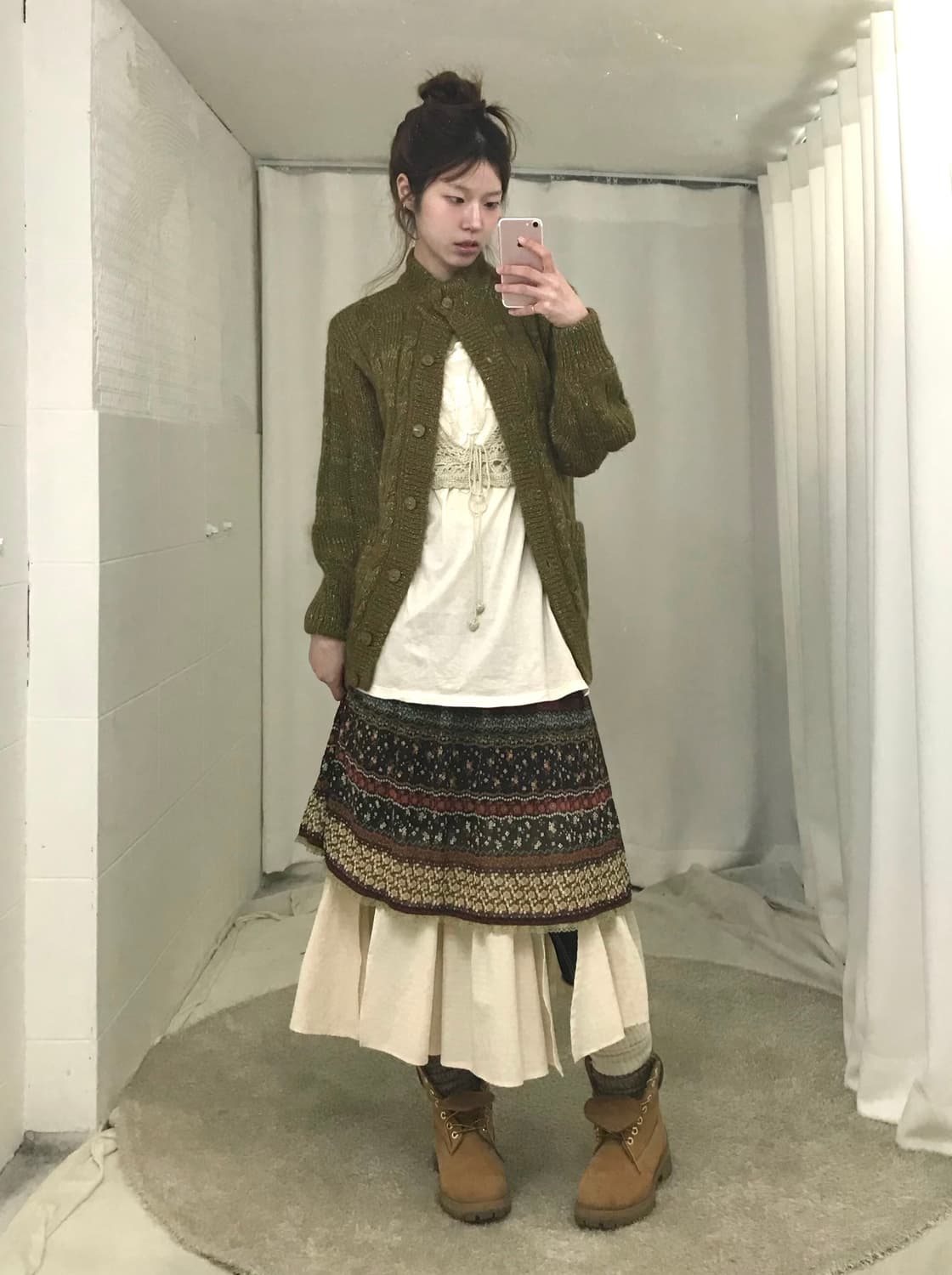 빈티지 카키 그런지 소녀 이너 코디 세트 상품이미지3