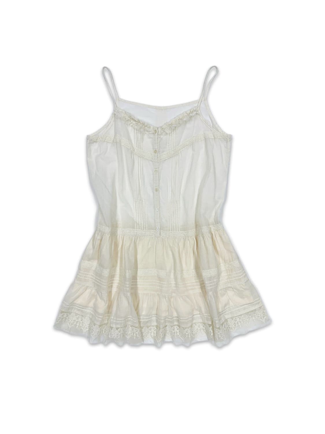 빈티지 Lowrys Farm 모리 레이스 프릴 레이어드 슬리브리스 상품이미지1