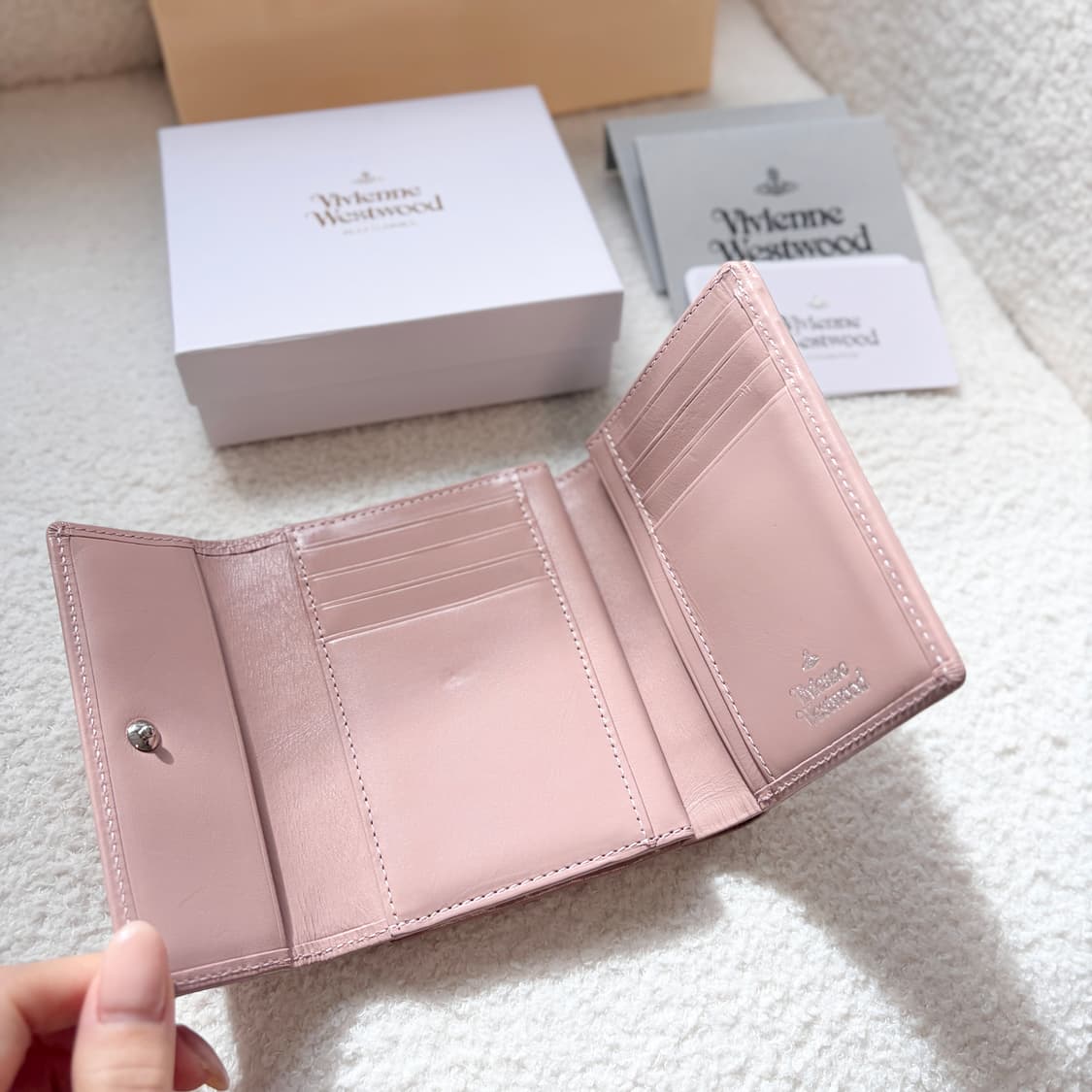 풀셋 비비안웨스트우드 반지갑 빈티지 워터 핑크 상품이미지4