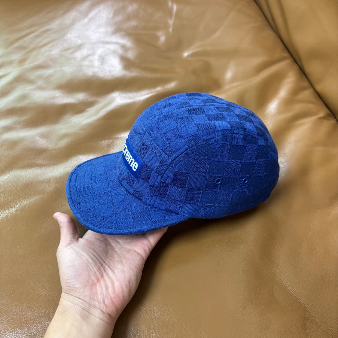 Supreme 슈프림 캠프캡 모자 (Checkerboard Navy) 상품이미지4