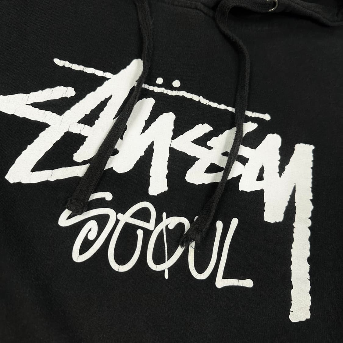 (사용감존재) 스투시 서울 베이직 프린팅 후드티 블랙 M 상품이미지3