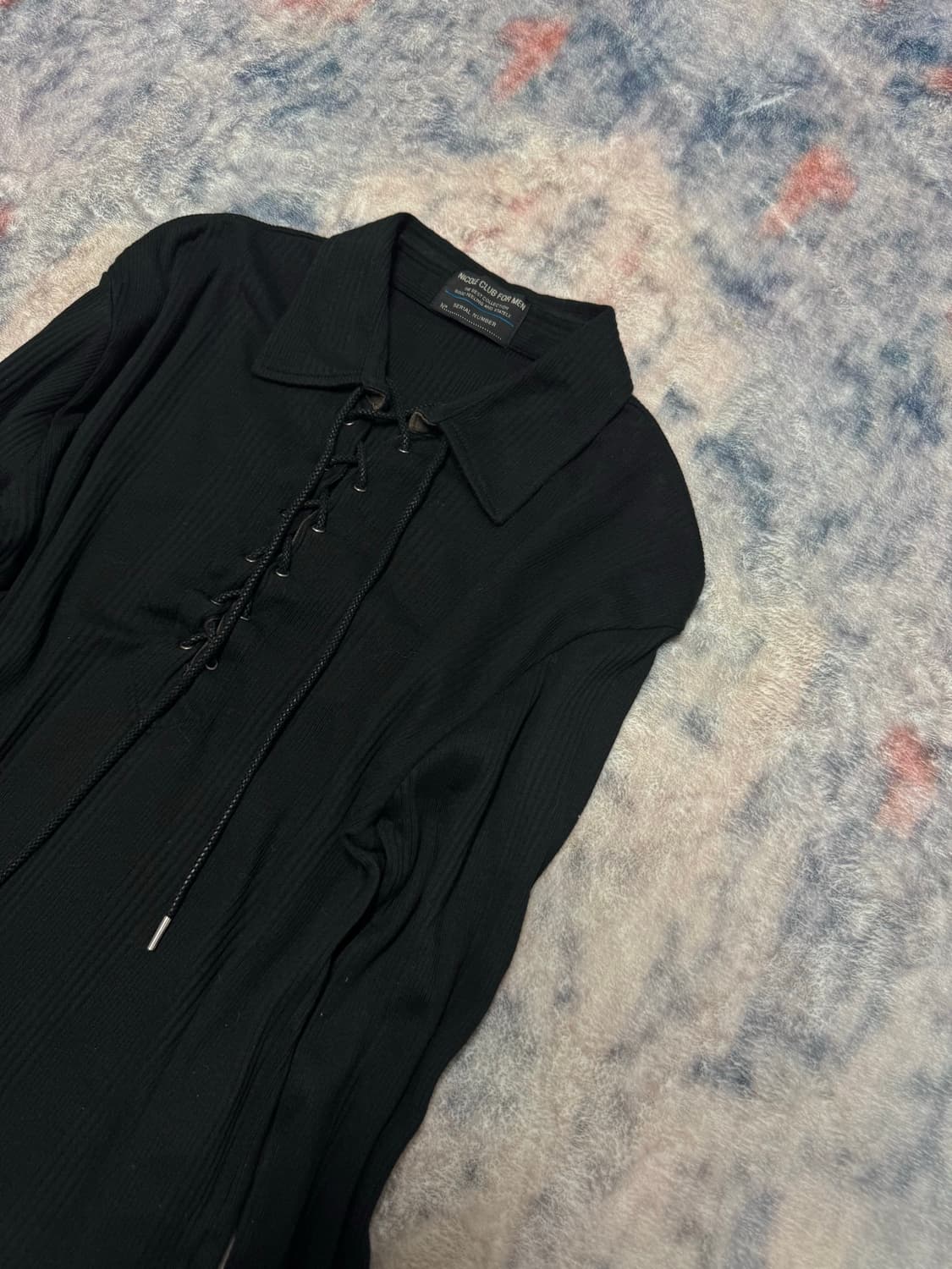 Nicole club lace up black ribbed pk top 상품이미지4