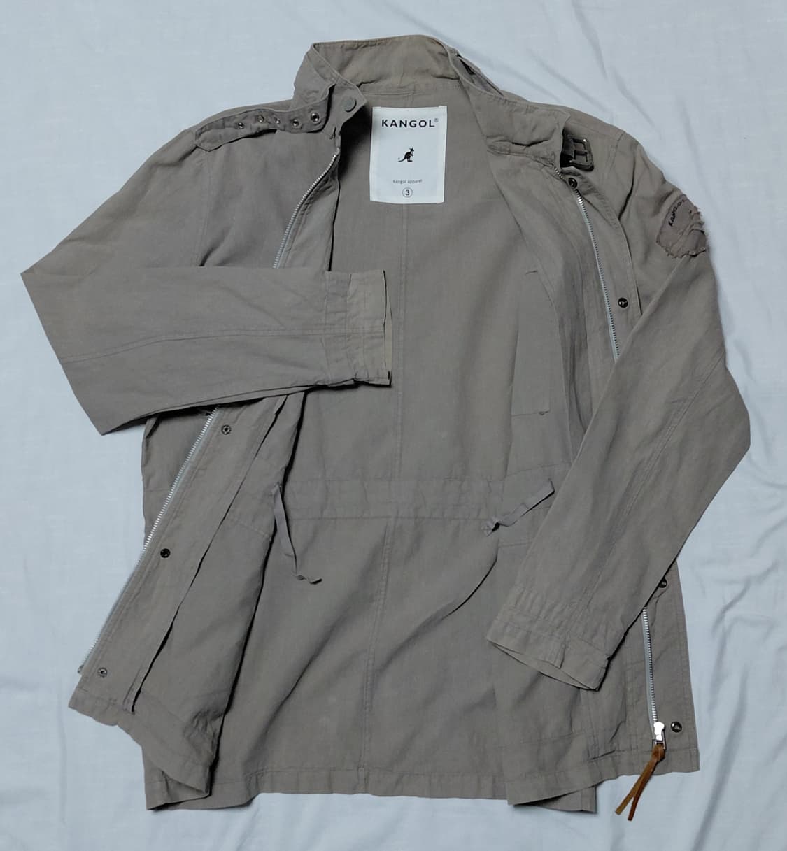 [L] 캉골(KANGOL) 린넨 혼방 빈티지 필드 재킷 (베이지/그레이) 상품이미지8