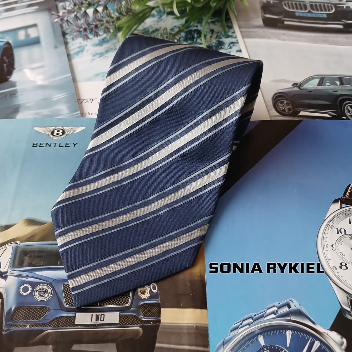 소니아 리키엘 네이비 스트라이프 넥타이 9.6cm A+등급 A19511
 상품이미지2