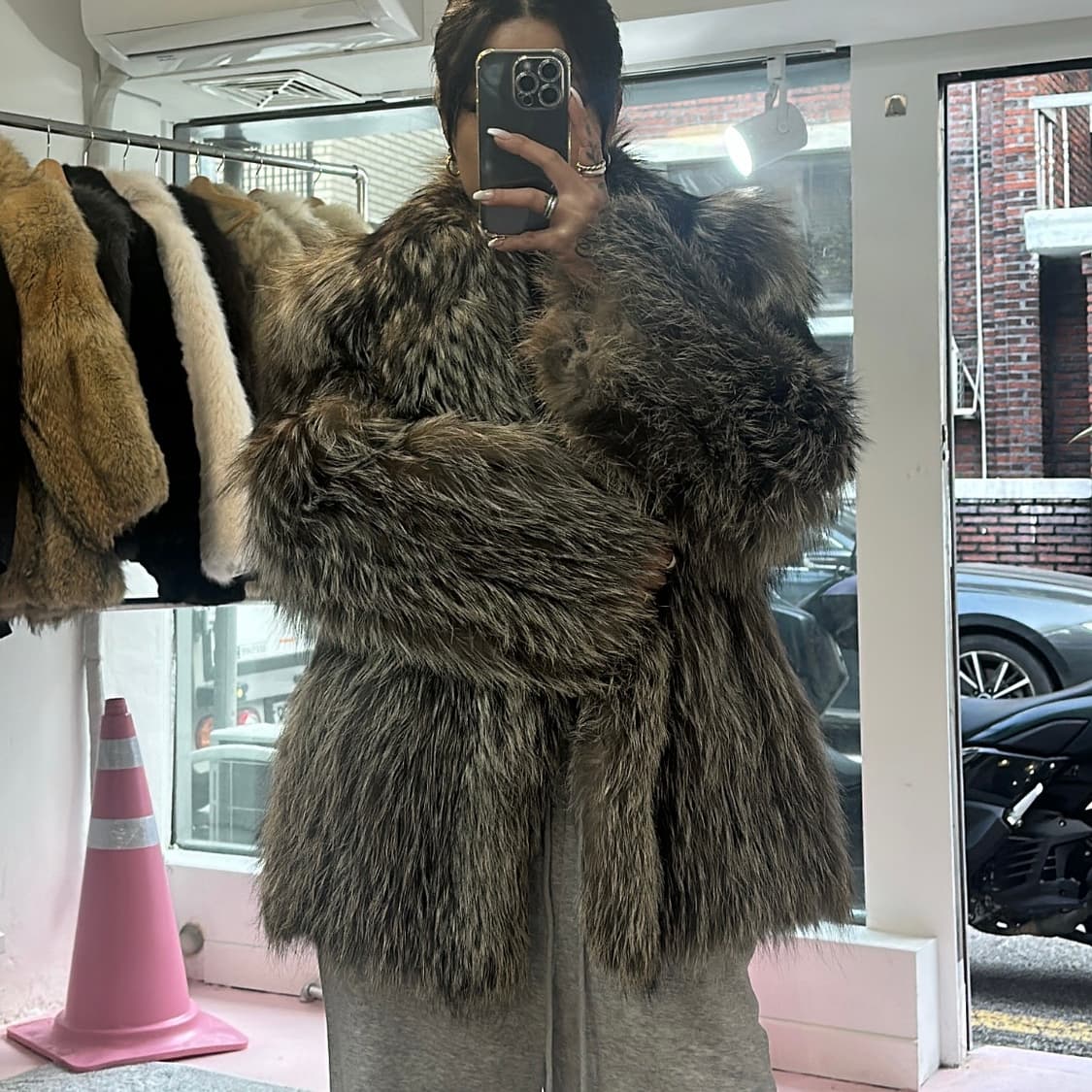 브라운 실버 사가폭스 퍼자켓L 상품이미지2