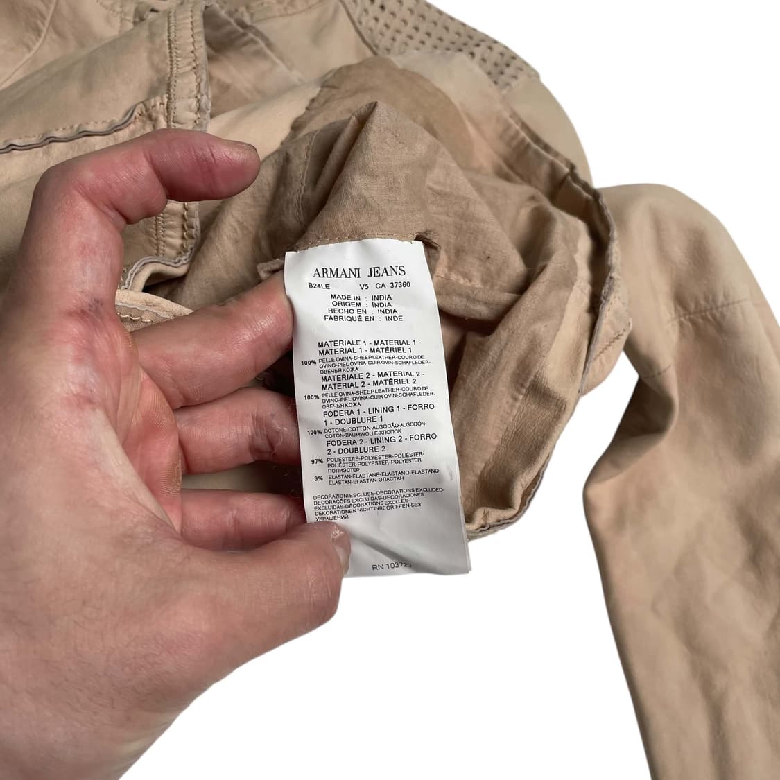 Armani jeans 펀칭 레더 집업 자켓 상품이미지9