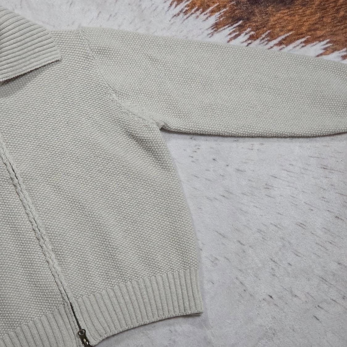 오트밀 하이넥 크롭 투웨이 니트집업 상품이미지3