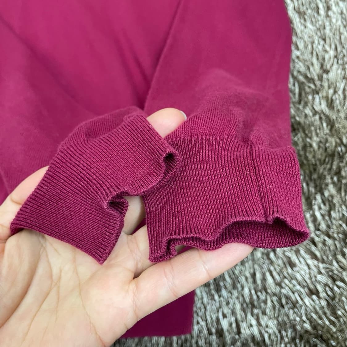 라코스테 LACOSTE 버건디 코튼 브이넥 니트 34 상품이미지4