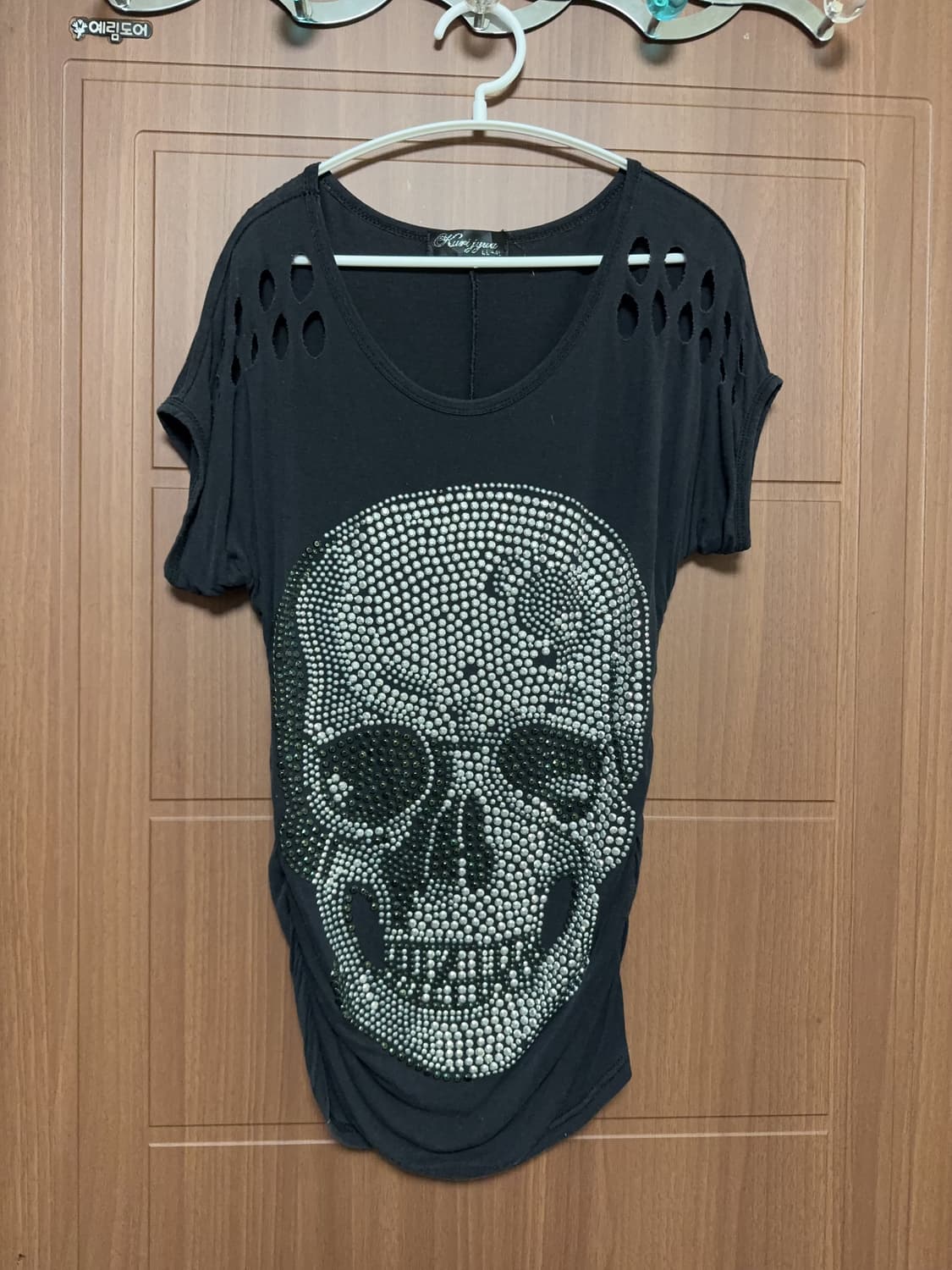 오네갸루 일본 빈티지 락 펑크 y2k 해골 큐빅 티셔츠 데님 와펜 스커트 상품이미지3