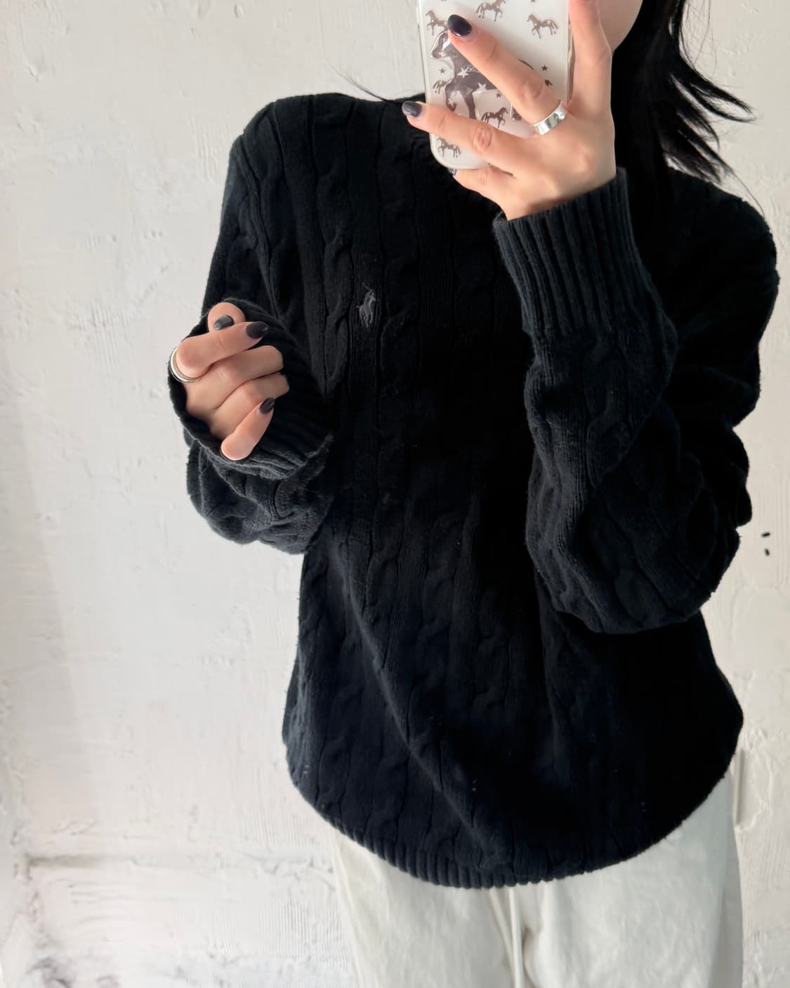  Polo 폴로 랄프로렌 신형 블랙컬러 코튼 케이블 니트 상품이미지2