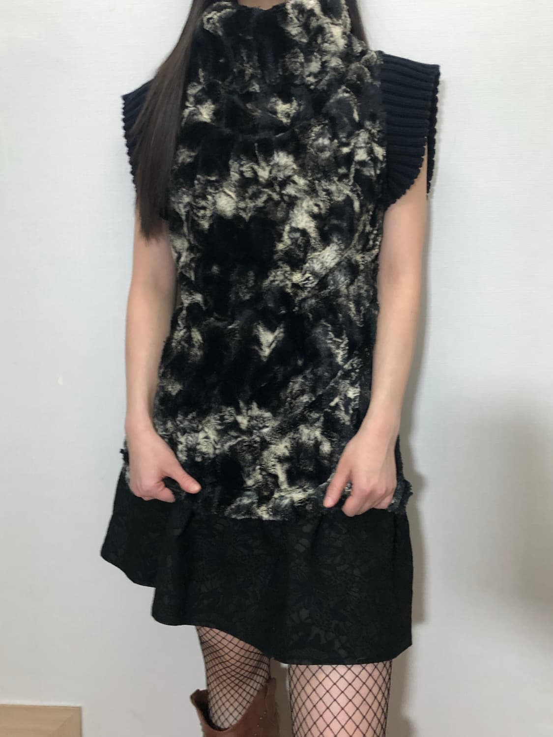 빈티지 마블 패턴 퍼 니트 상품이미지5