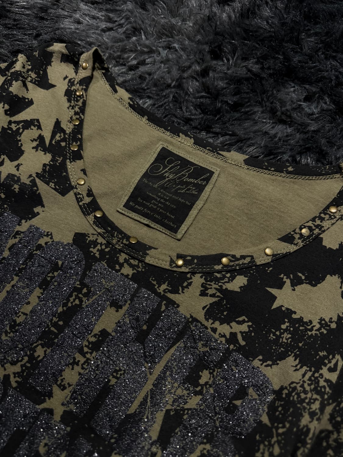 Sky Bomber 스타 패턴 글리터 프린팅 반팔 티셔츠 상품이미지4