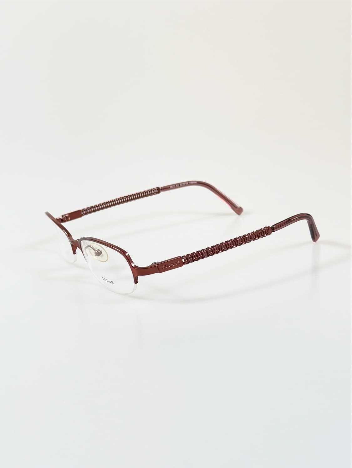 90s ROCHAS 브라운 메탈 스퀘어 반무테 빈티지 안경 상품이미지3