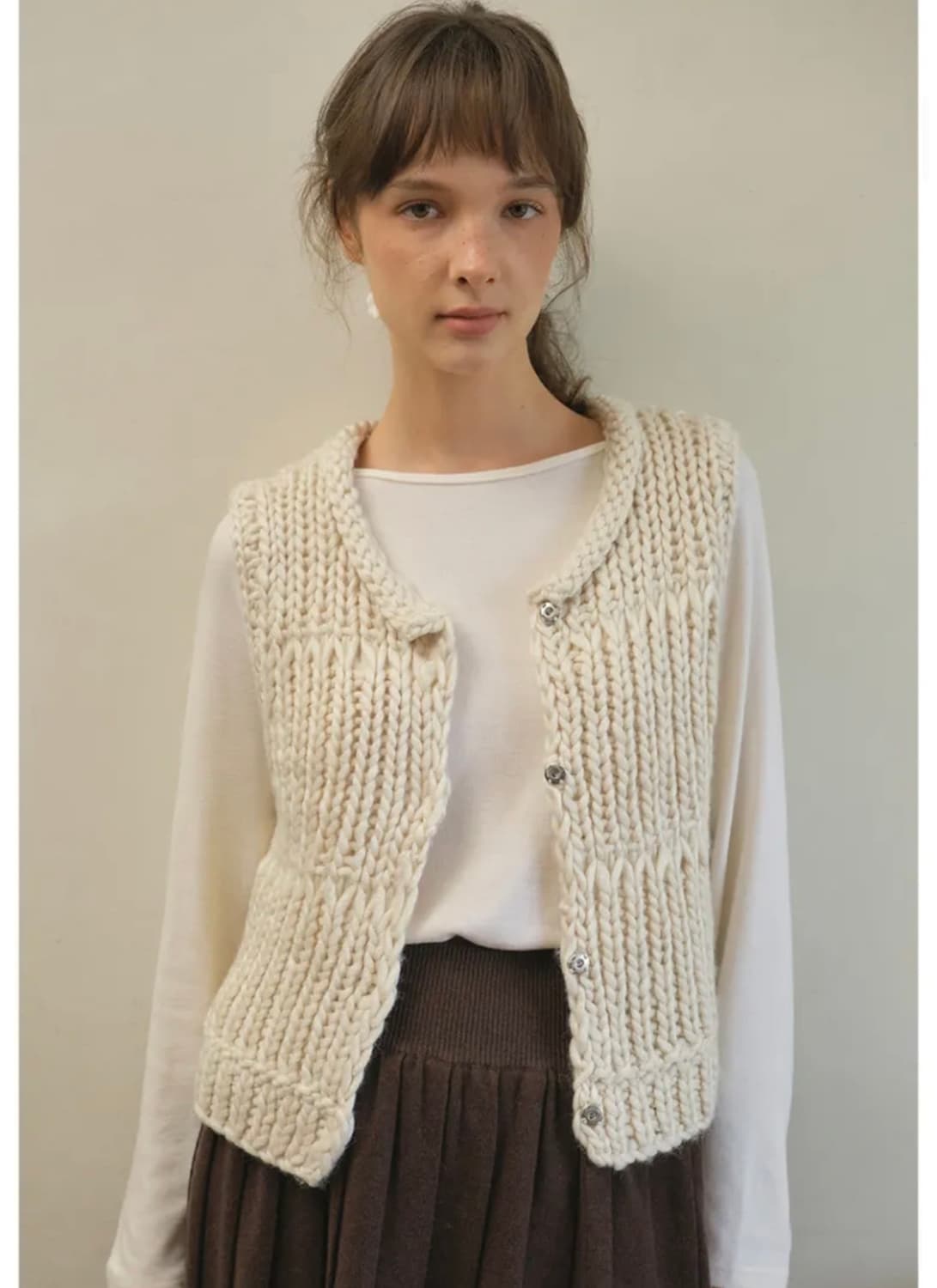 아우어노스텔지아 핸드메이드 니트 조끼 크림 상품이미지1