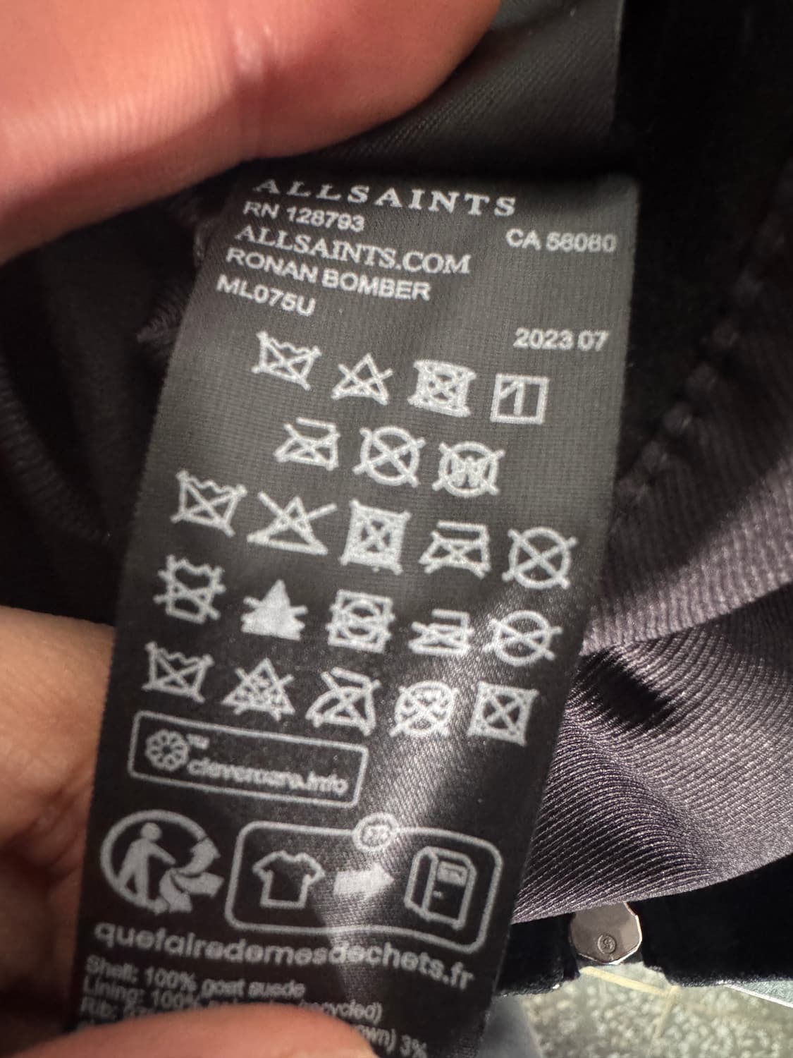 공용 정품!! 올세인츠 23년도 염소가죽 리얼 스웨이드 봄버 자켓 S 상품이미지5