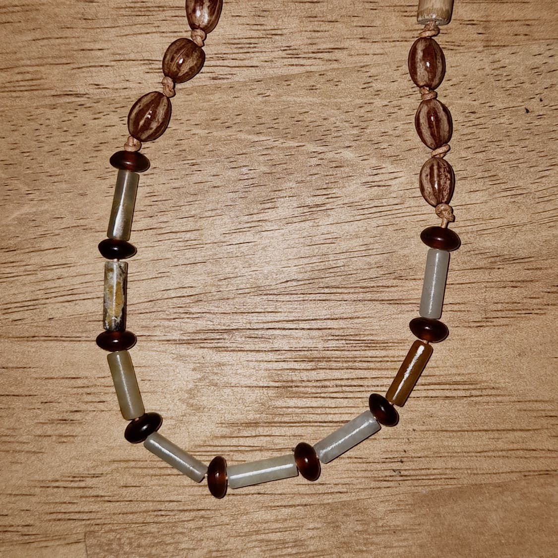 옥 소뿔 씨앗 대나무 가죽 목걸이 상품이미지2