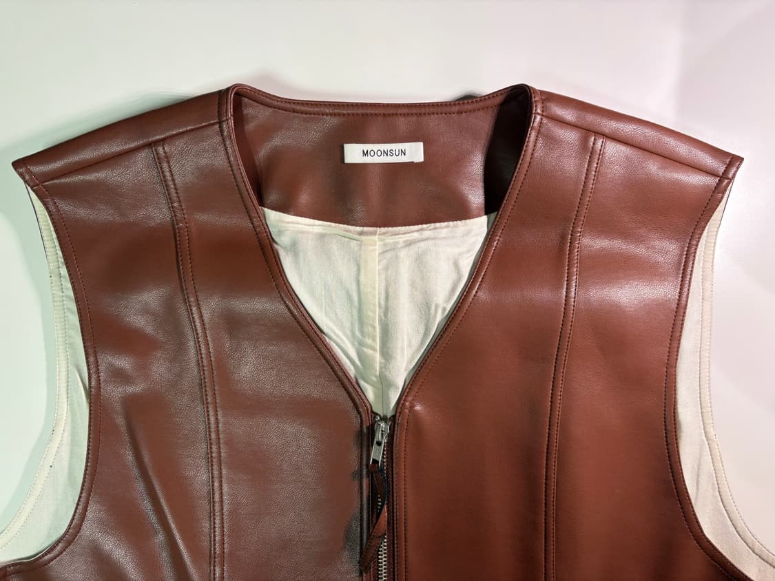 문선 투웨이 집업 레더 베스트 상품이미지1