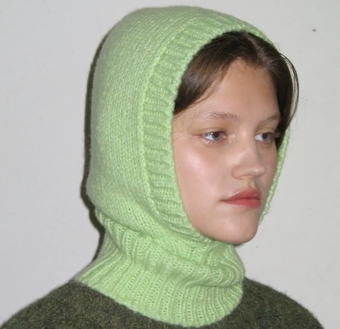 시눈 니트 바라클라바 Apple green 상품이미지1