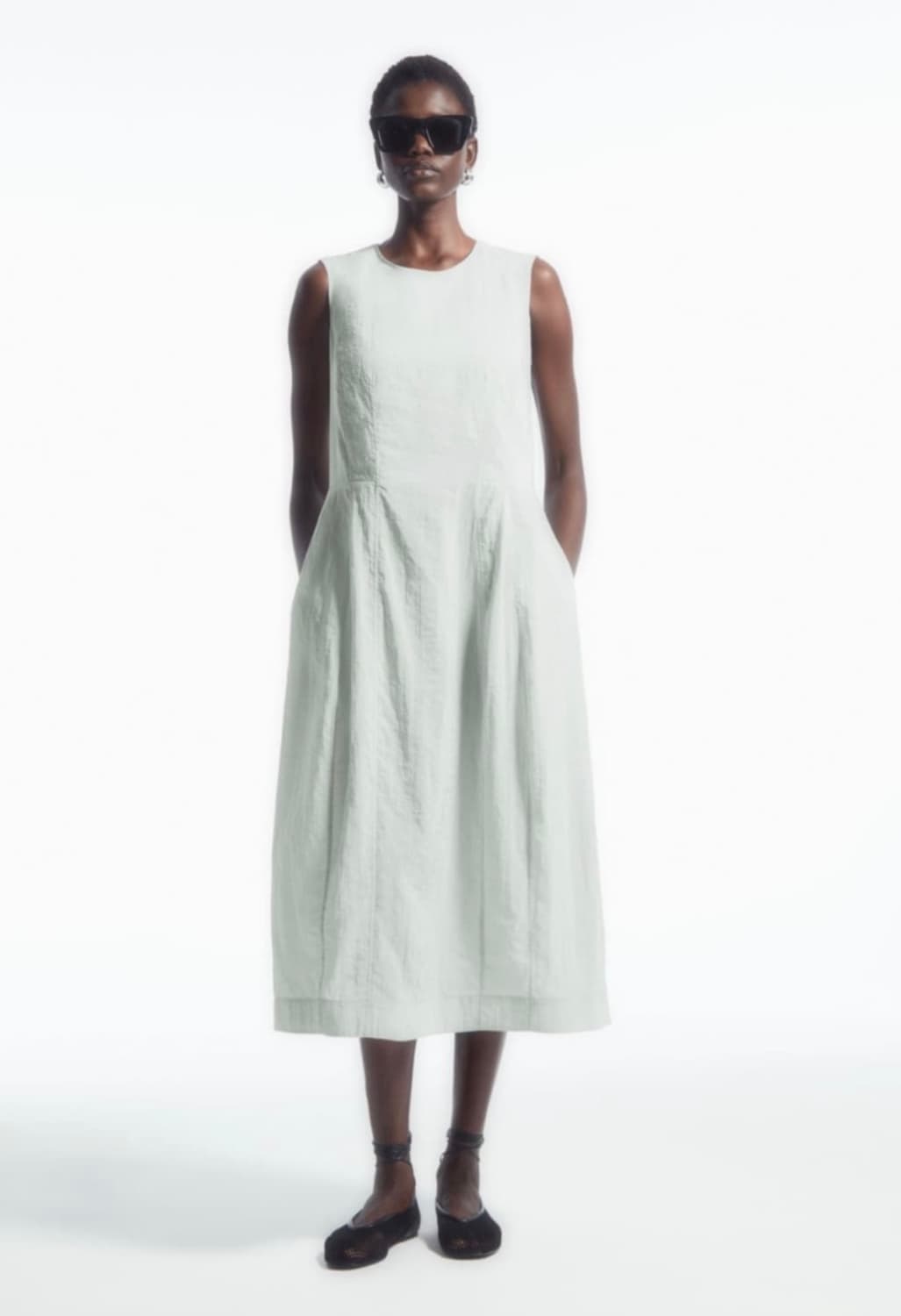 cos 코스 탑스티치 슬리브리스 드레스 민트  상품이미지1