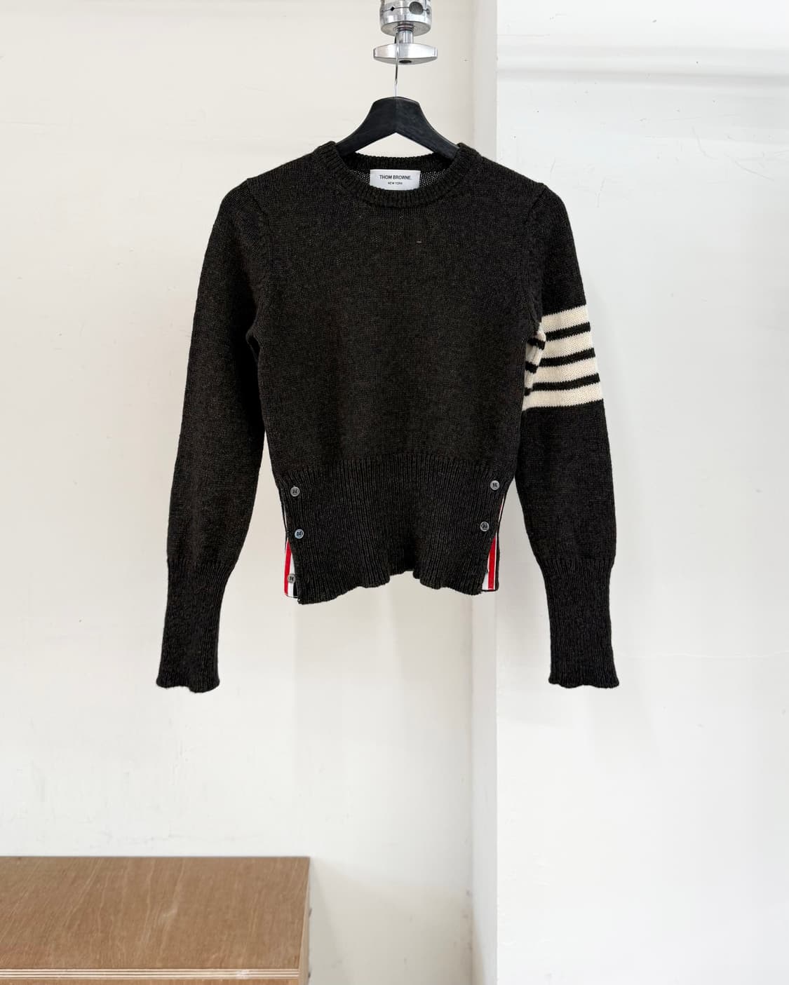 톰 브라운 다크 그린 울 크루넥 스웨터 상품이미지1