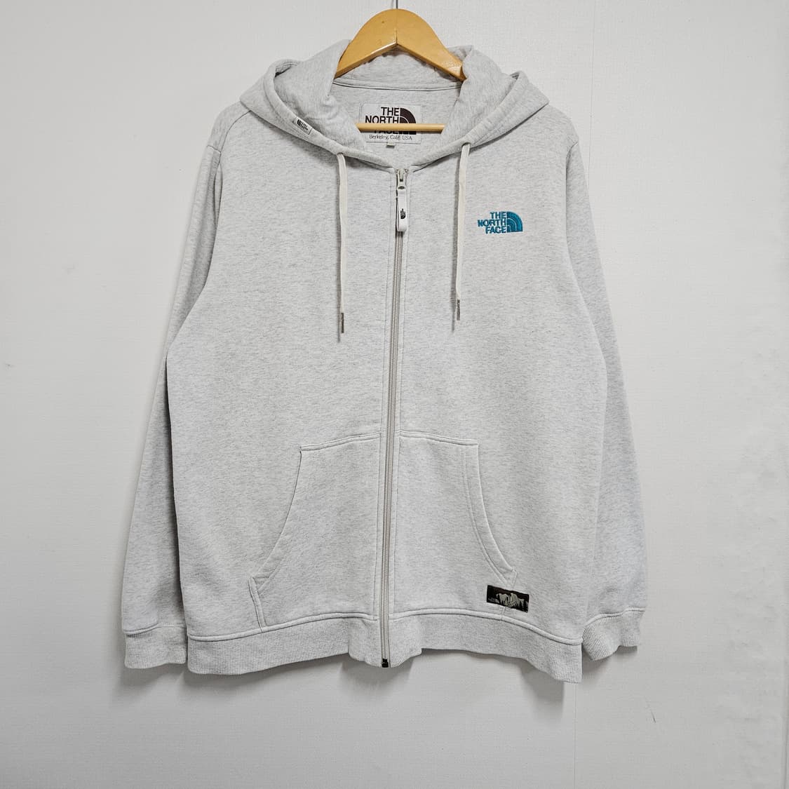 XL 노스페이스 백로고 기모 후드집업 라이트그레이 상품이미지2