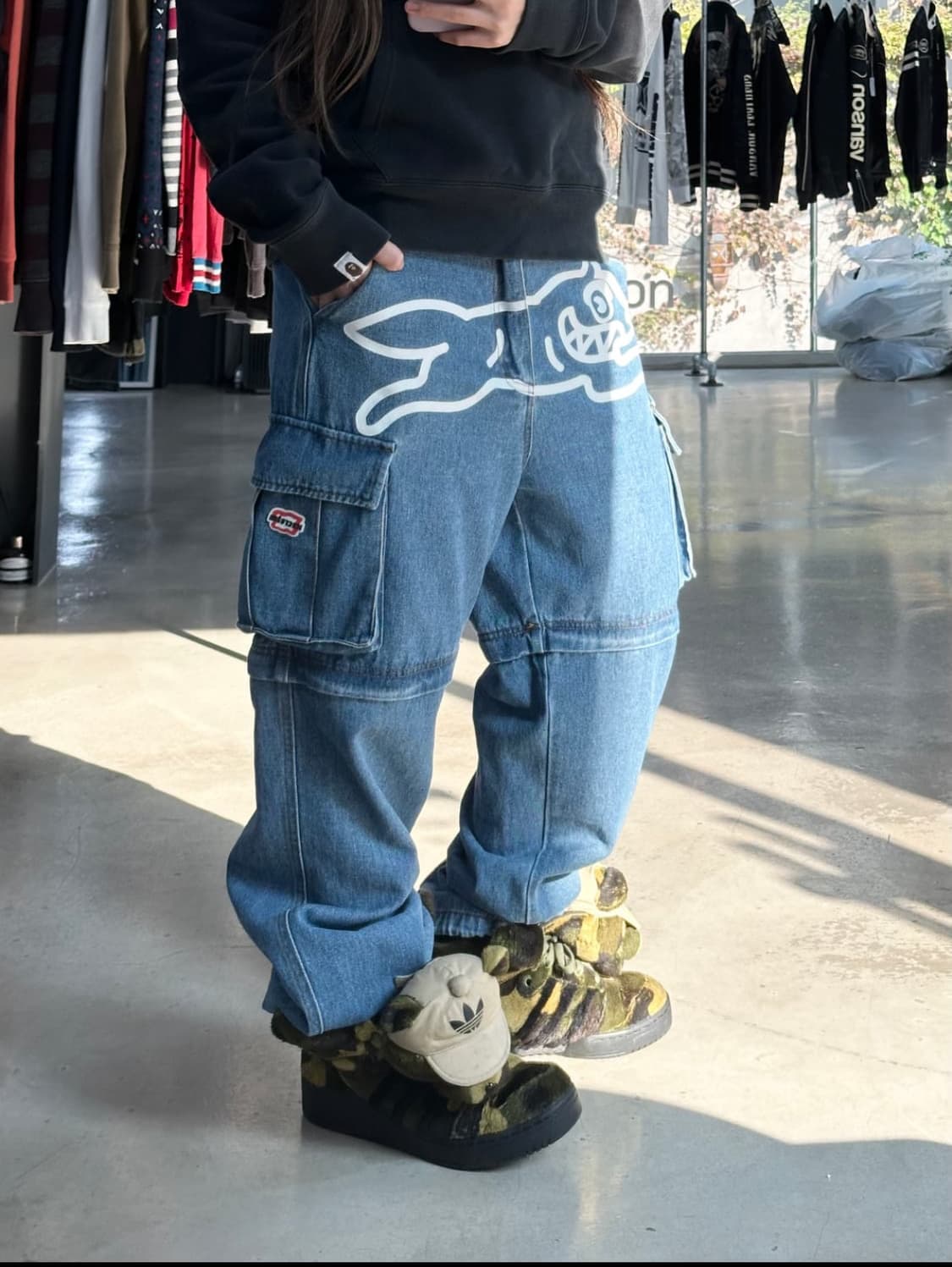 BBC 아이스크림 러닝독 투웨이 데님카고팬츠 상품이미지4